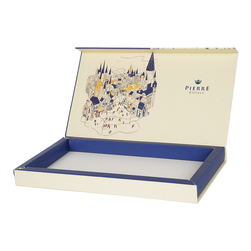 Magnetic Hinged Flip-Top Jewelry Gift Box Blue Cream