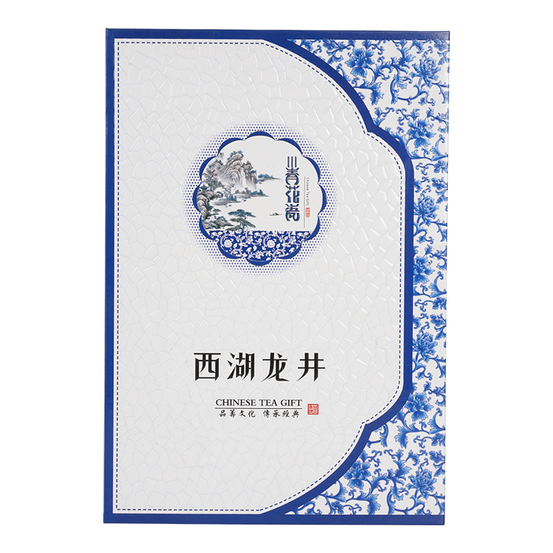 Custom Flip-Top Tea Gift Box with Blue Porcelain Pattern