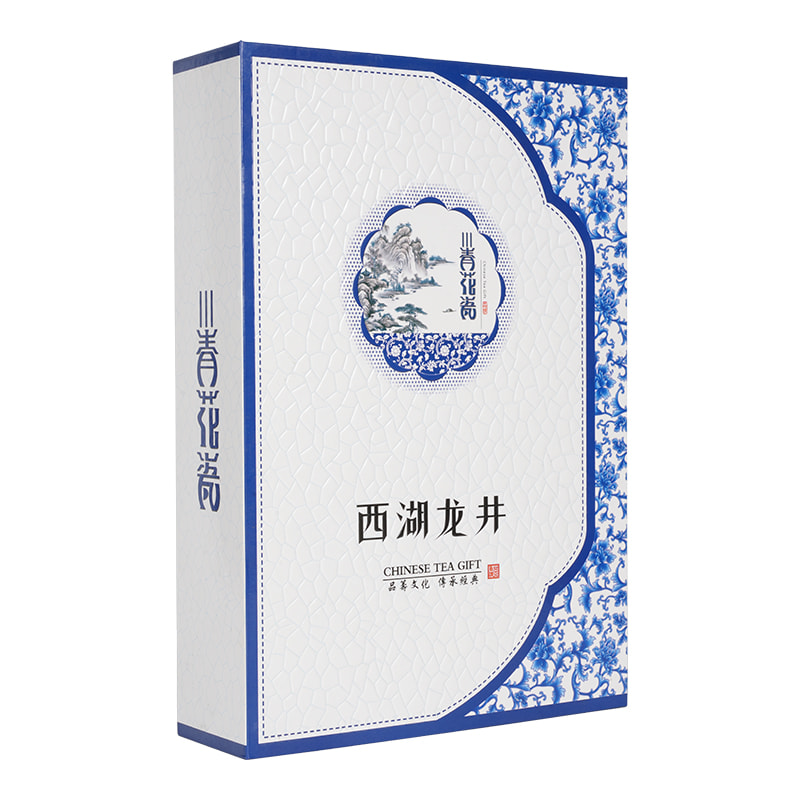 Custom Flip-Top Tea Gift Box with Blue Porcelain Pattern