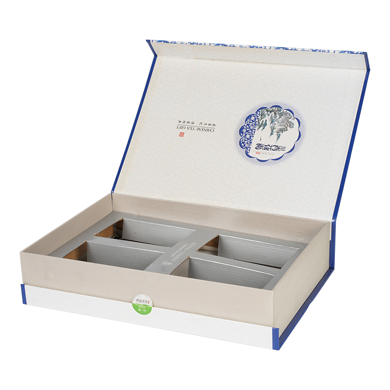 Custom Flip-Top Tea Gift Box with Blue Porcelain Pattern