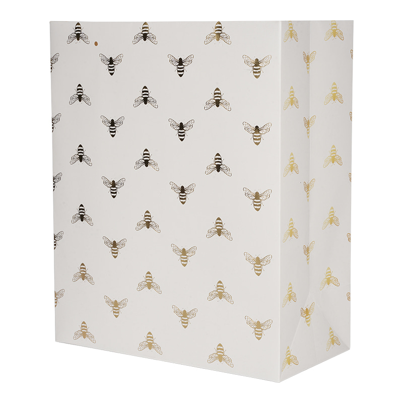 Glossy UV Bee Printed Paper Bag Business and Holiday Gift